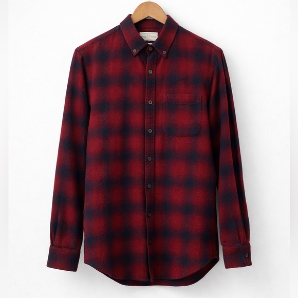 Club Monaco Other - Club Monaco Slim Fit Plaid Flannel Shirt Medium Red Navy Button Down Cotton